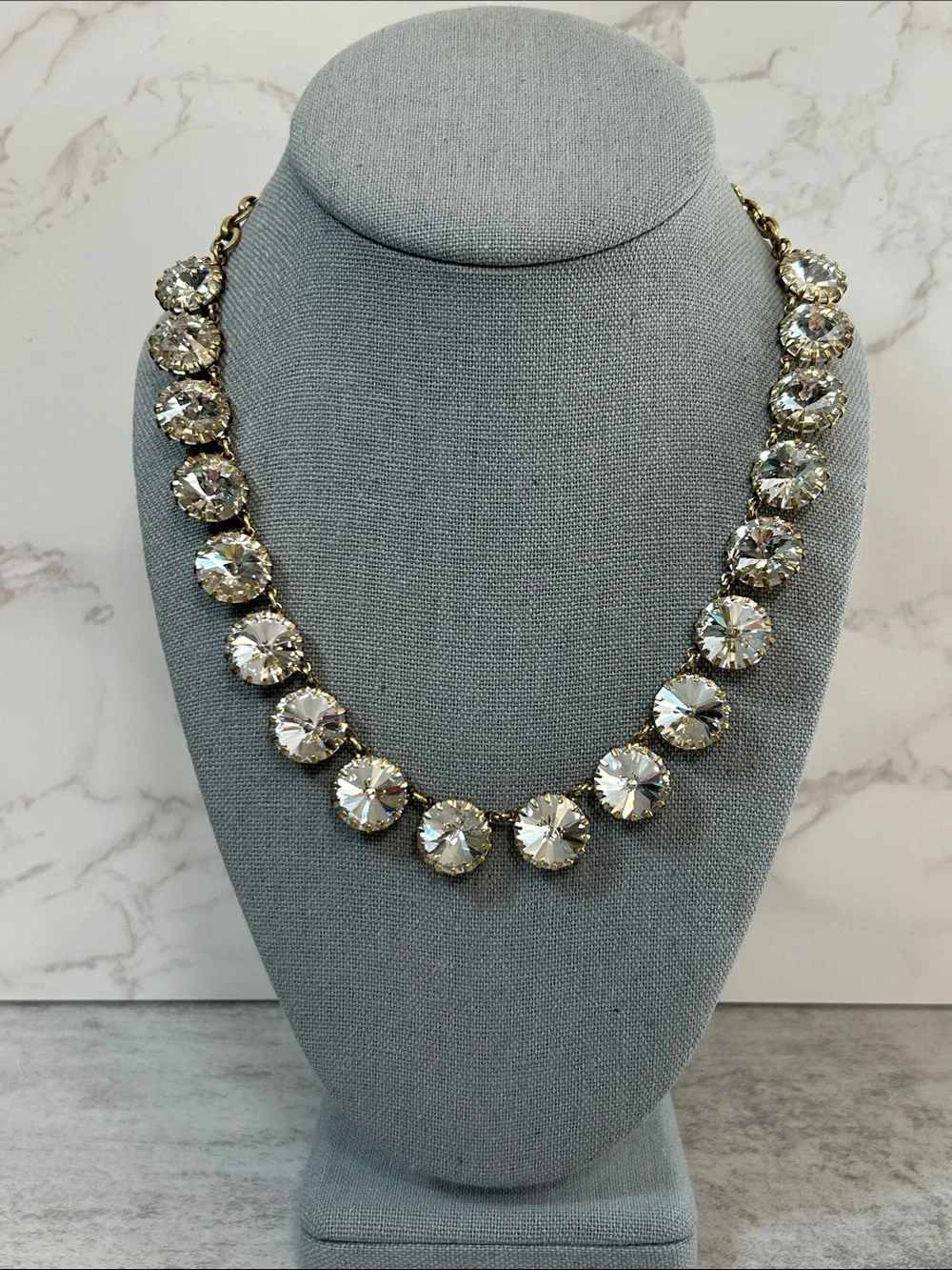 J. Crew Crystal Cluster Necklace in Clear and Gold